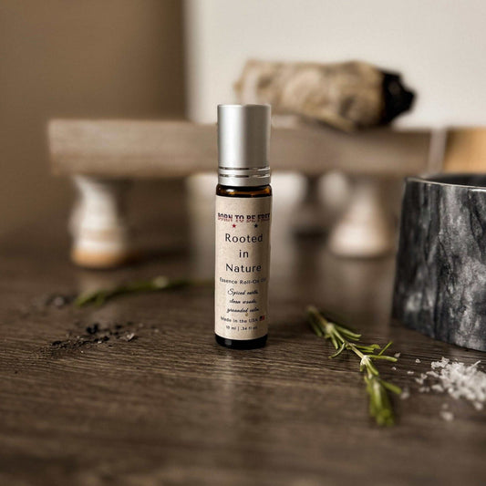 natural perfume made with cedarwood and patchouli Rooted in Nature Essence Roll-On Oil