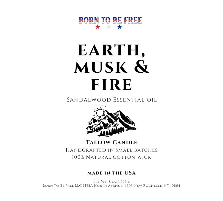 Born To Be Free Earth Musk and Fire candle clean burn