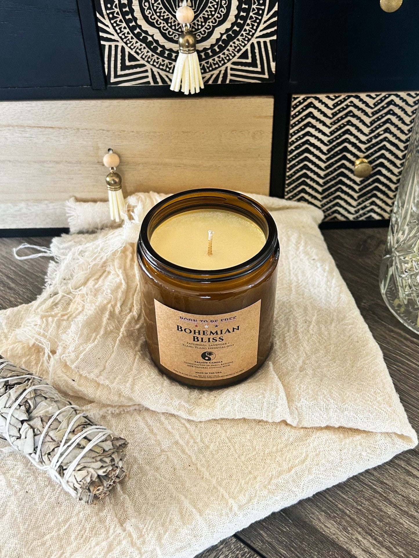 handmade natural candle for cozy calm atmosphere