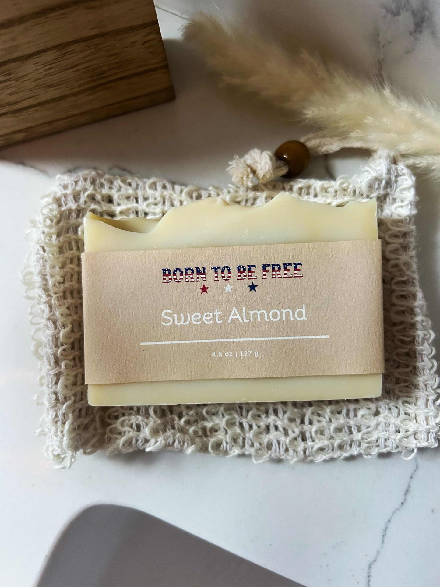 grass fed Sweet Almond Tallow Soap Bar for daily moisturizing By Born To Be Free