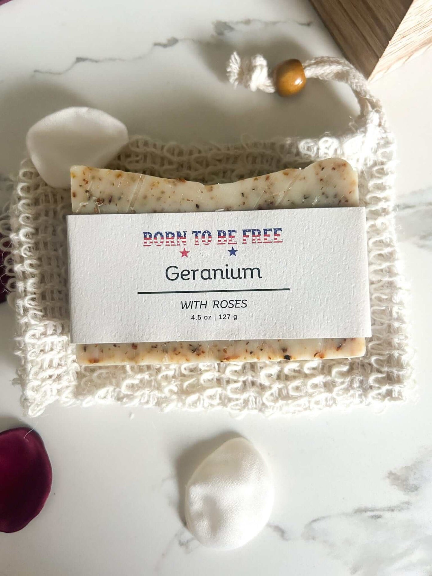 gentle floral Geranium & Rose Tallow Soap Bar made from grass fed tallow