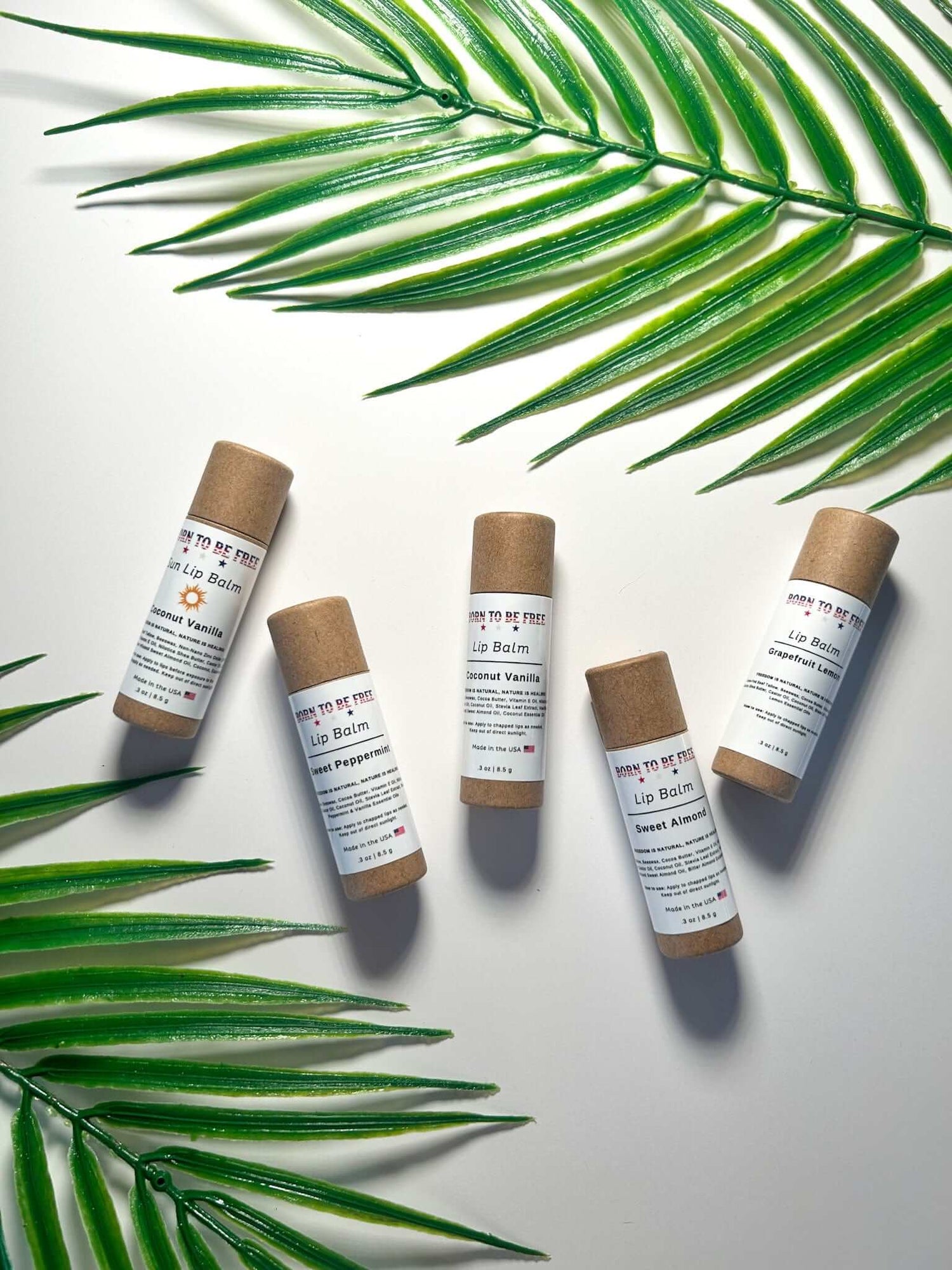 set of clean non toxic lip balms made with grass-fed tallow and beeswax