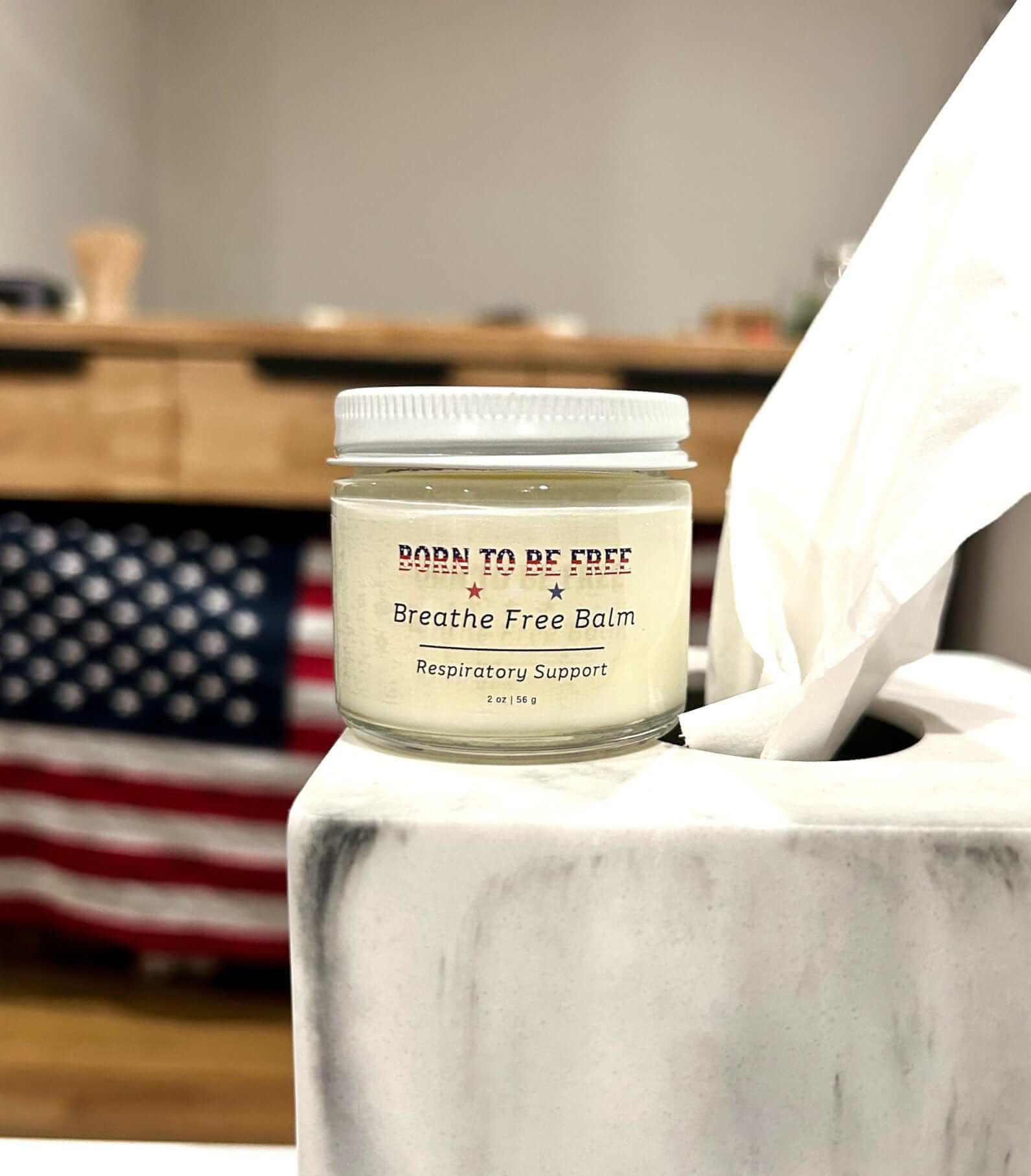 Non-toxic inhalation balm tallow and herbal oils Born To Be Free Breathe Free Respiratory Balm