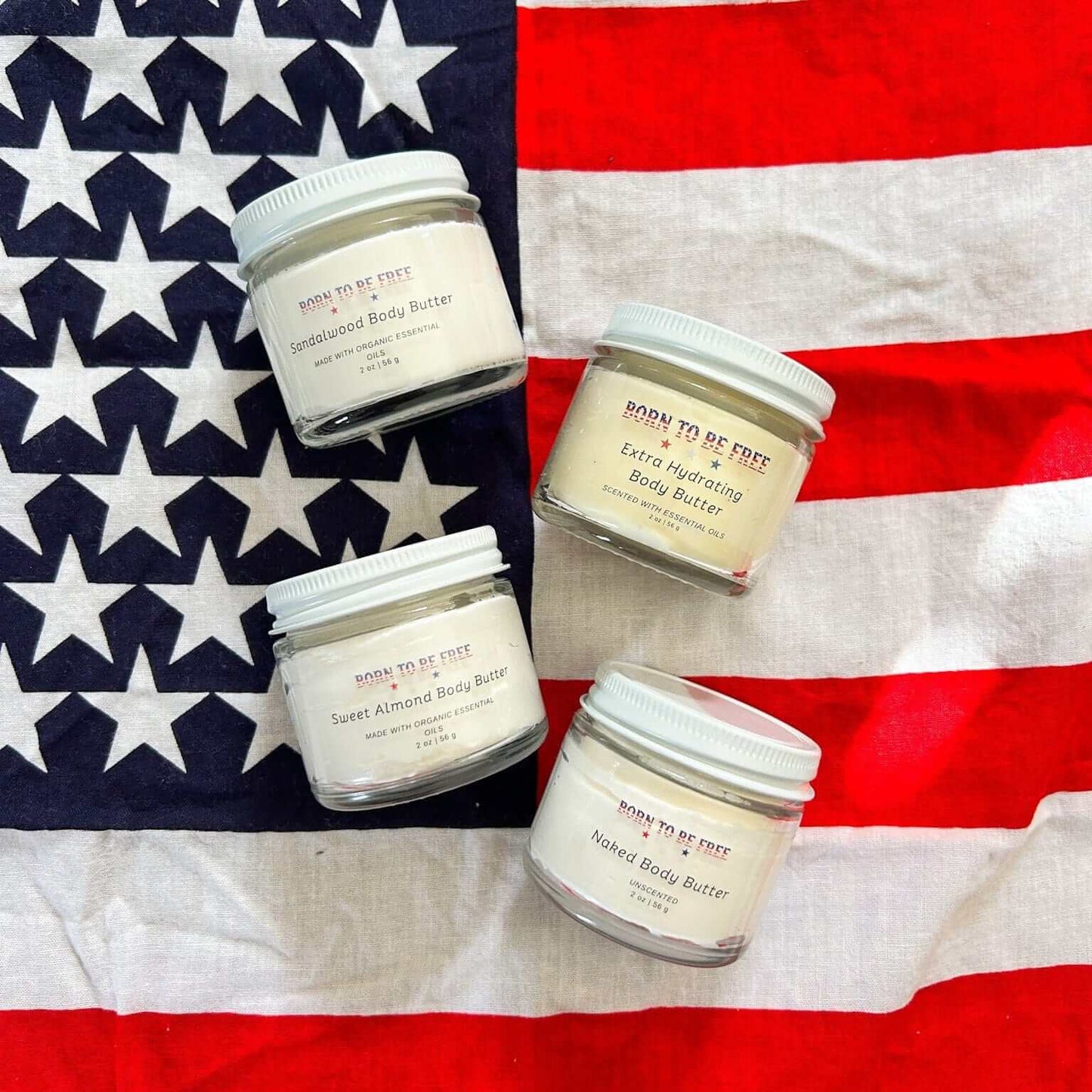 Travel size body creams tallow natural oils set Born To Be Free