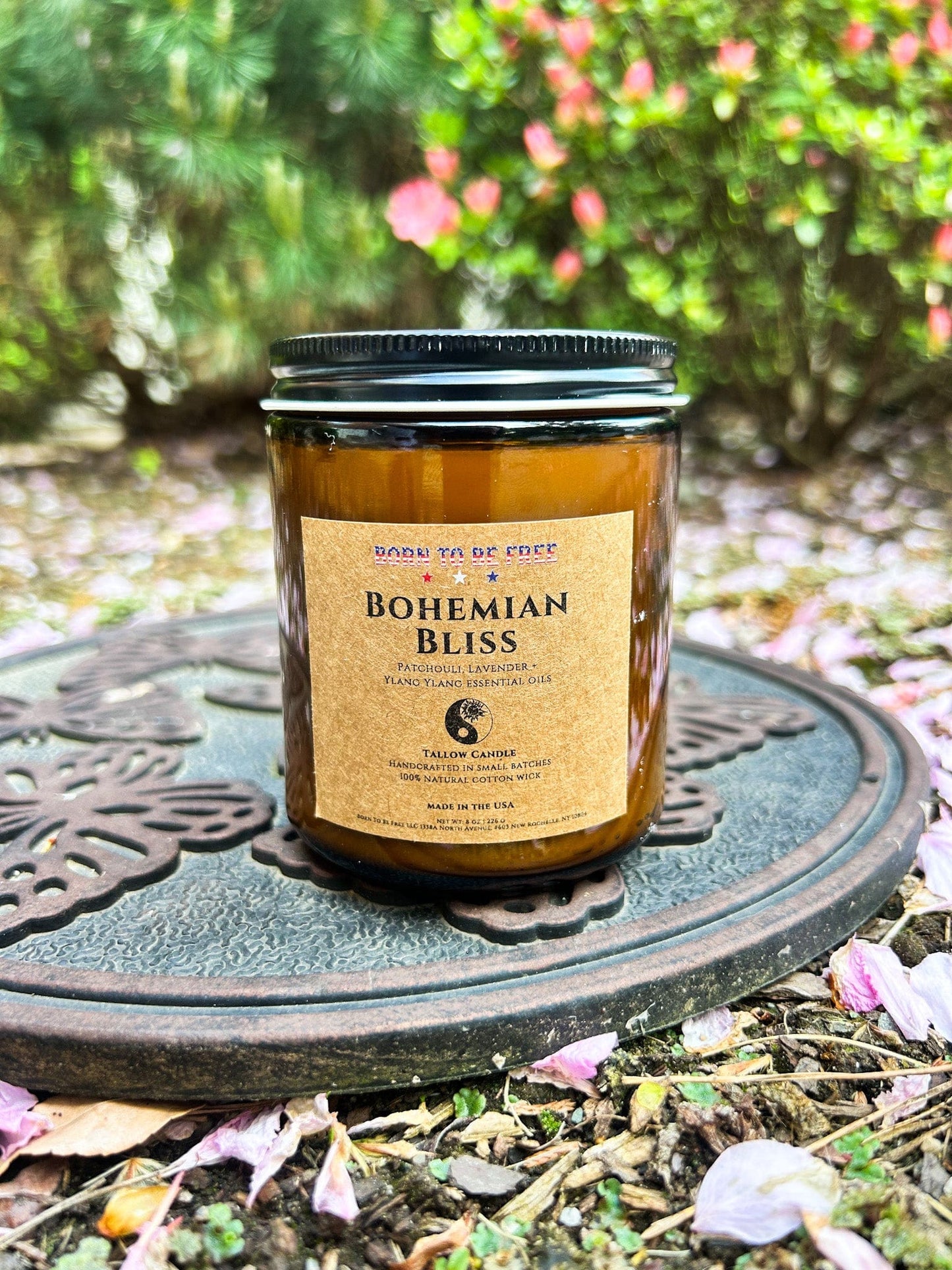 toxin free tallow based, beeswax candle with essential oils