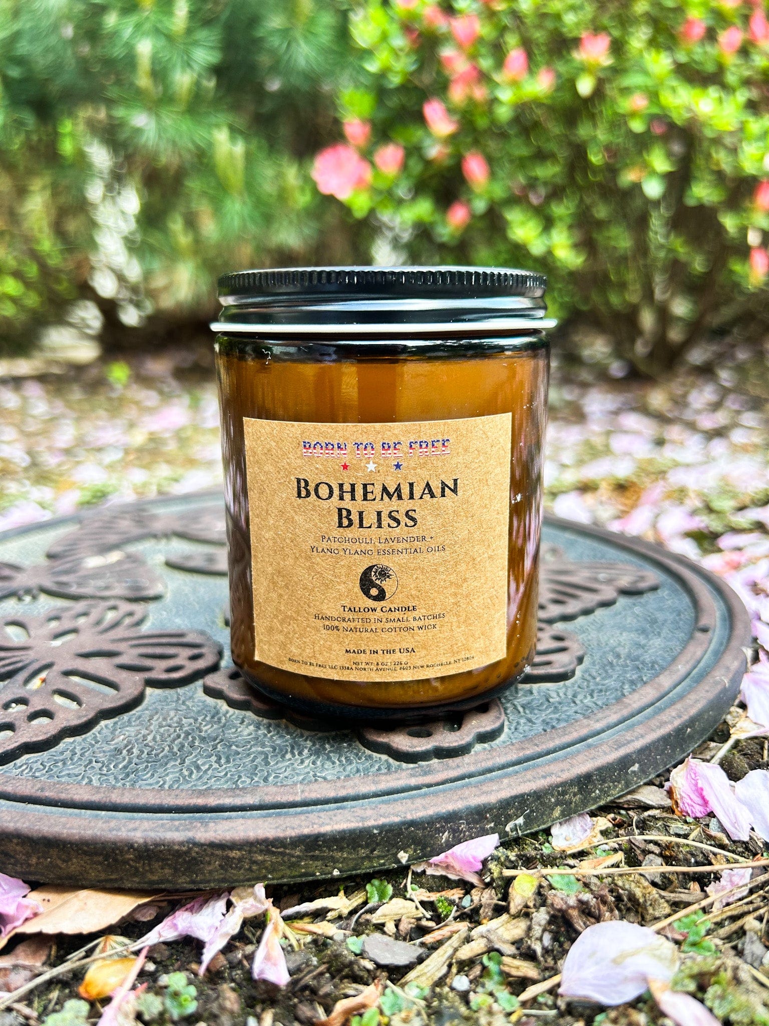 toxin free tallow based, beeswax candle with essential oils Bohemian Bliss Tallow Candle