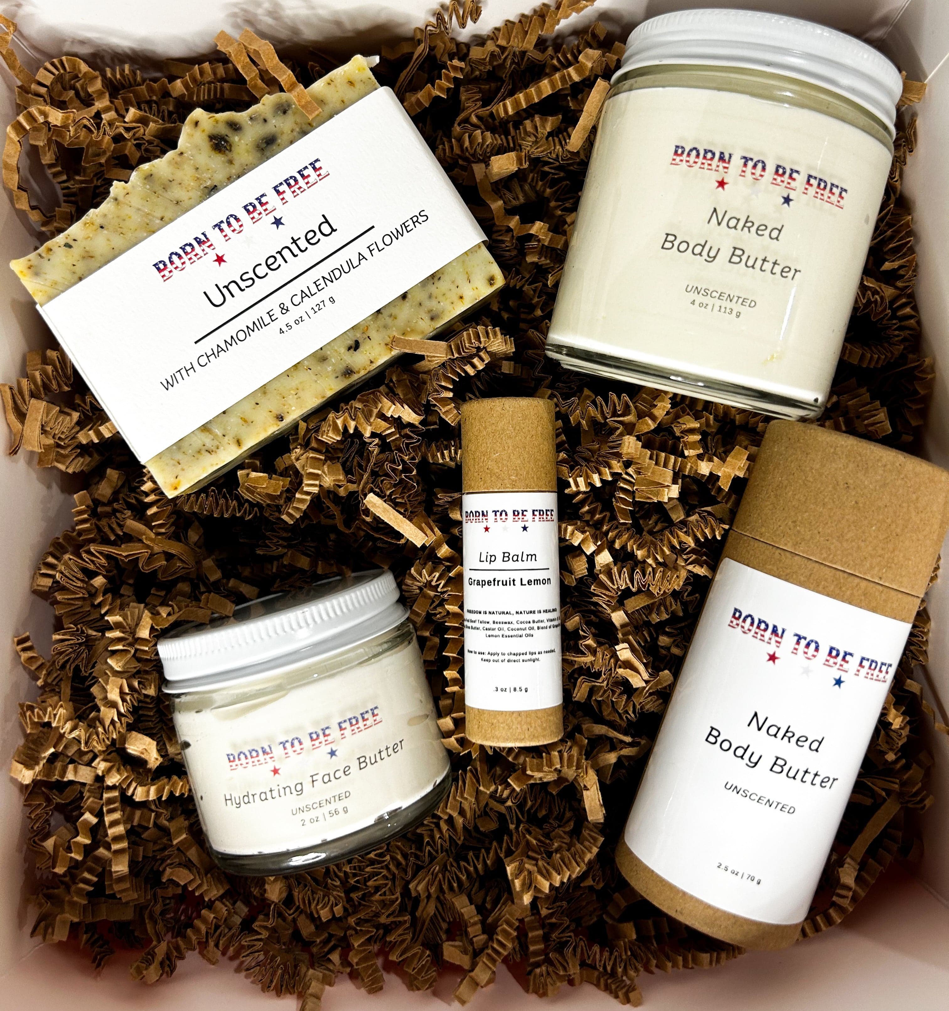natural unscented body care kit made with beef tallow for dry and acne prone skin types