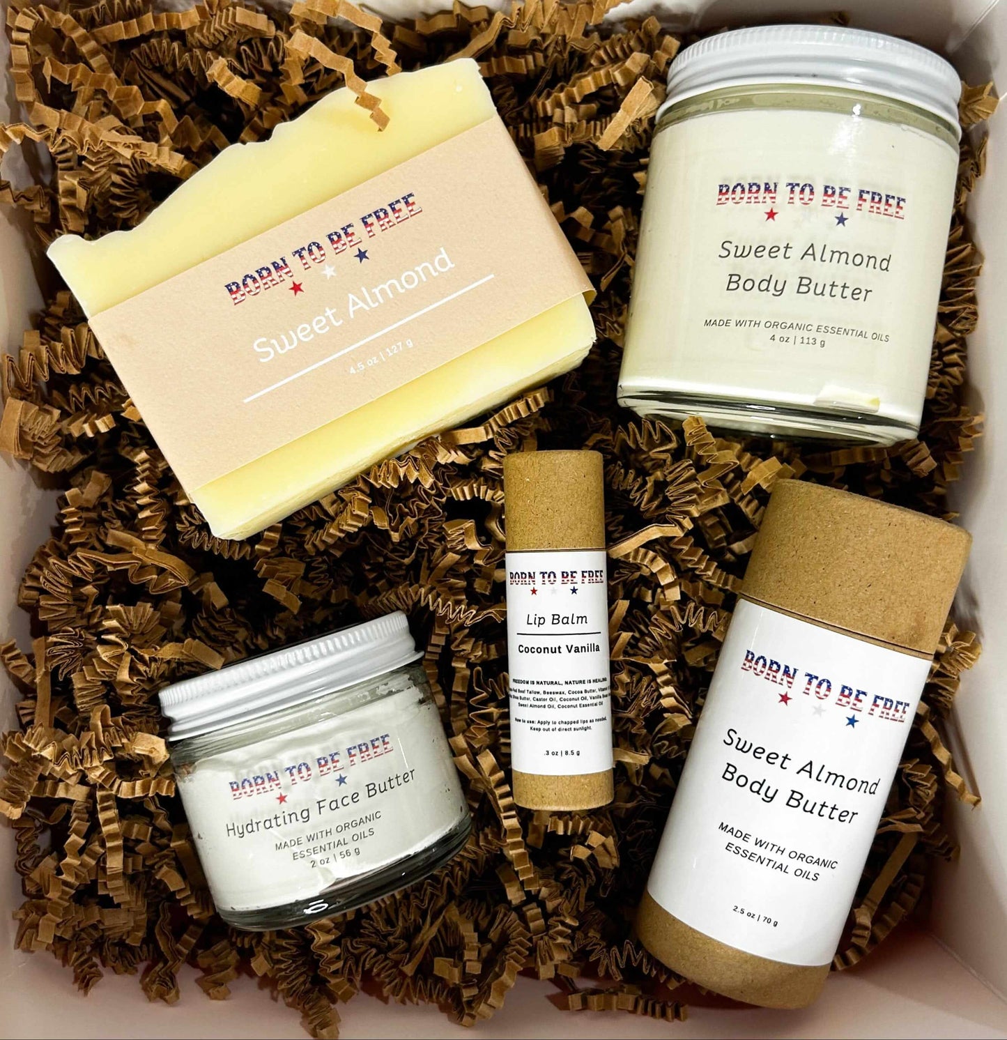 handmade natural skincare set with essential oil aroma and grass-fed beef tallow Stars & Stripes Collection
