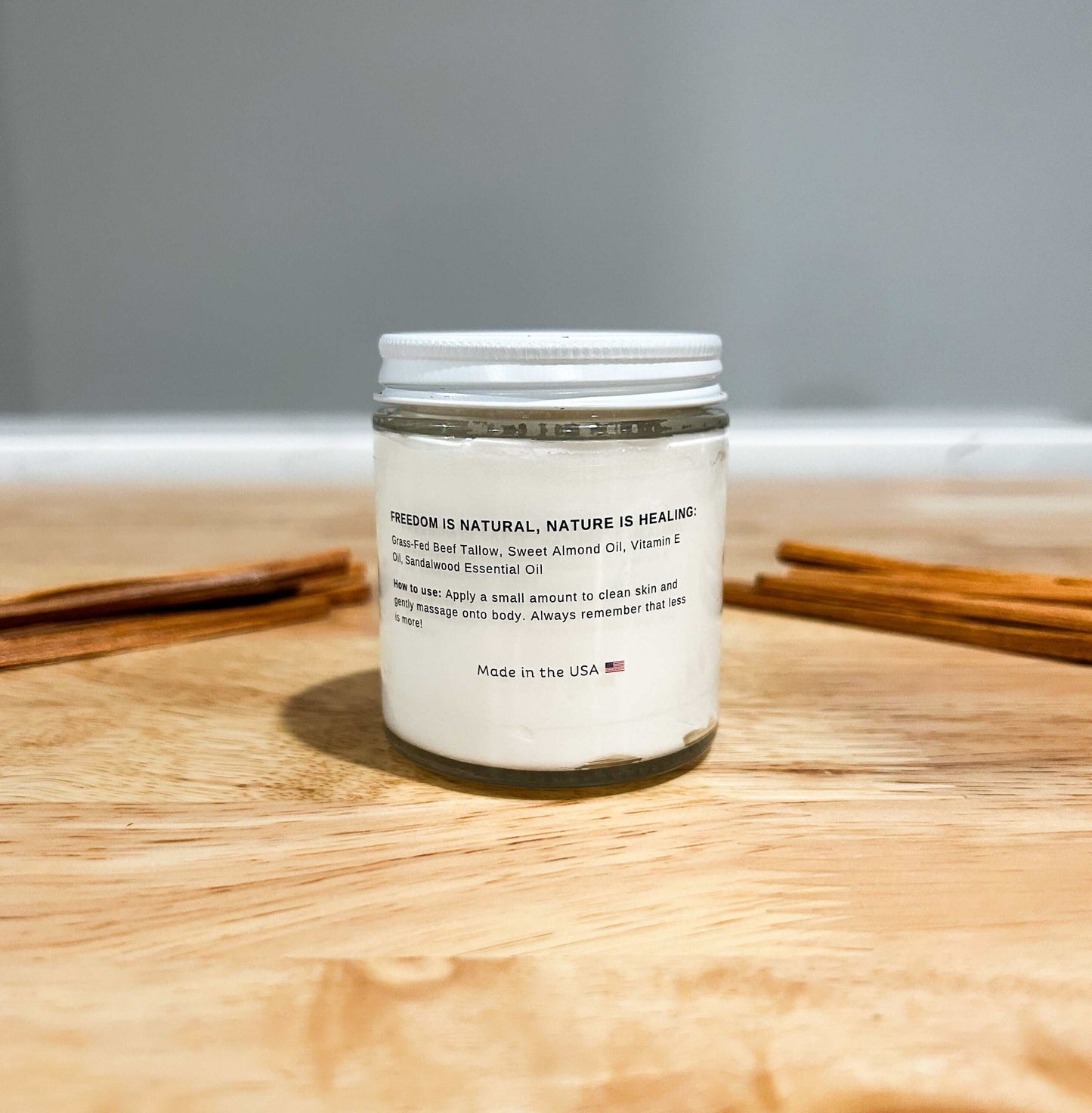 anti aging tallow body cream with rich sandalwood scent