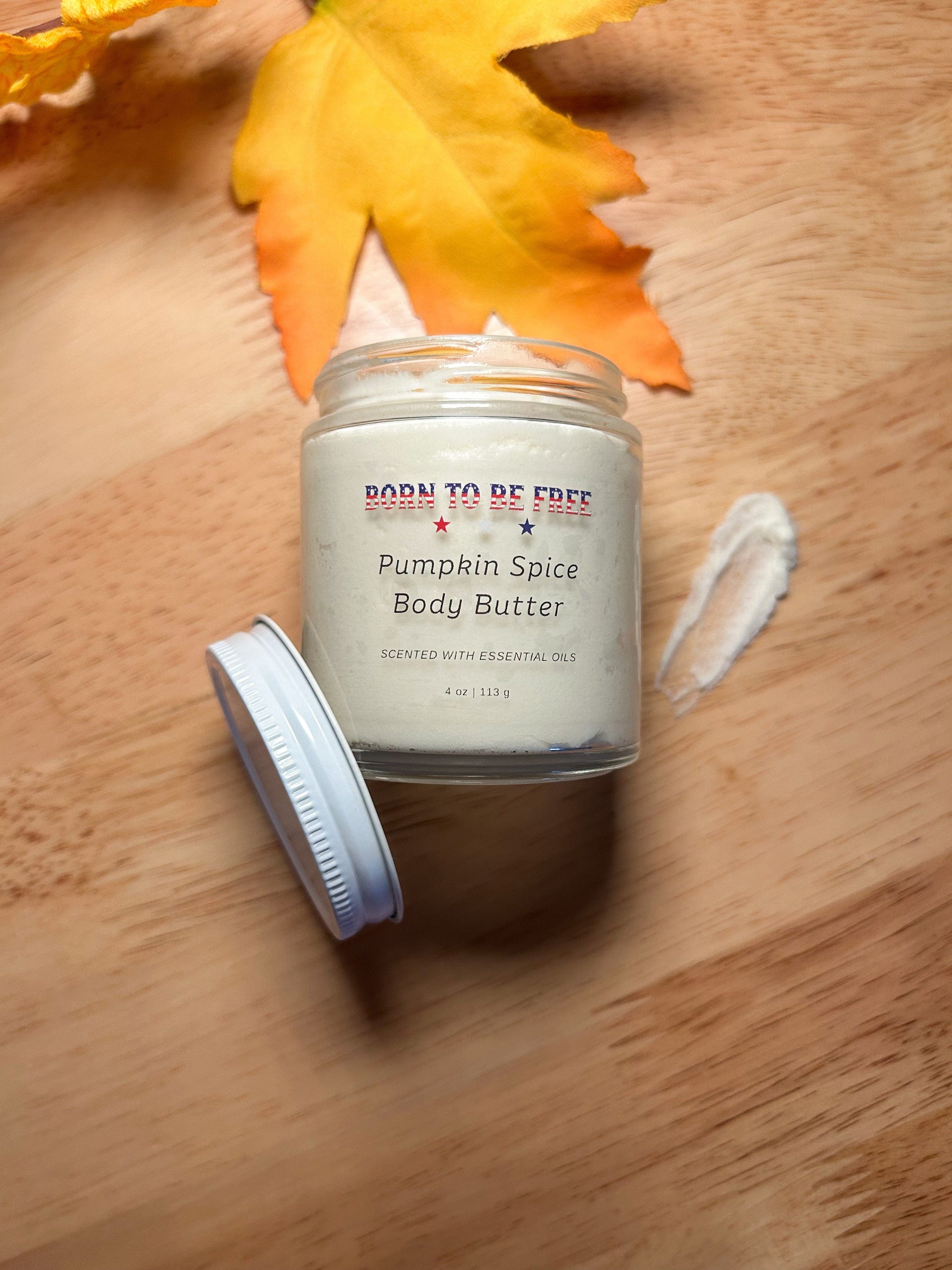 chemical free body butter with warm pumpkin spice scent