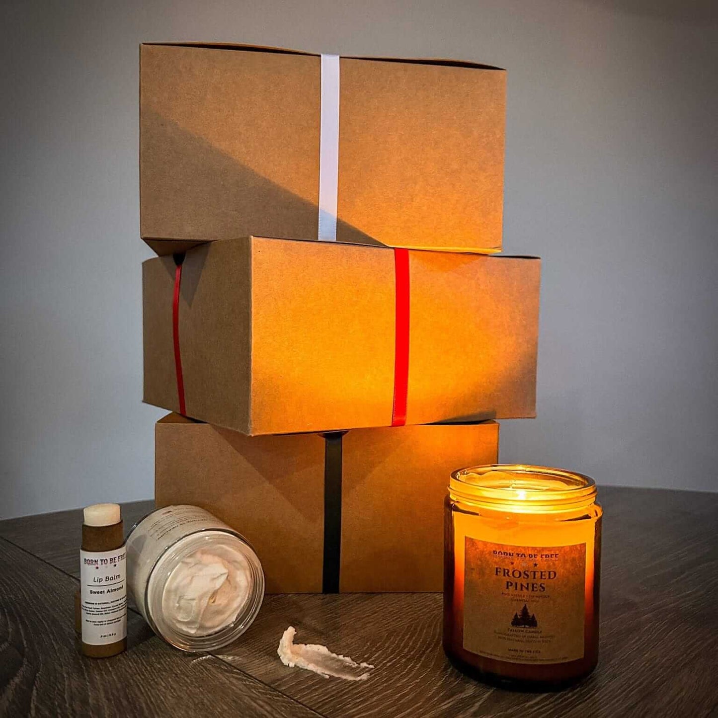Frosted Glow Set - Holiday Gift Bundle with natural tallow skincare and candle for radiant winter skin