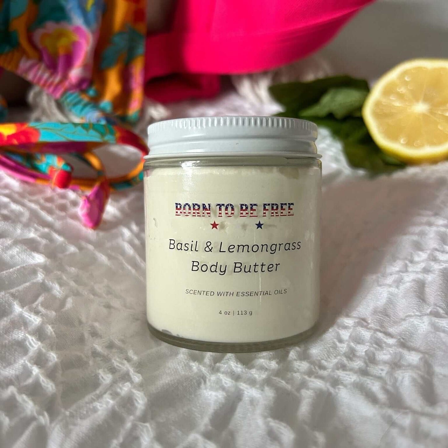 Born To Be Free Basil & Lemongrass Body Butter with clean ingredients