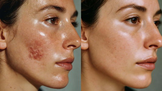 Before and after treatment showing improvement in acne and oily skin, demonstrating how to treat acne and oily skin naturally.