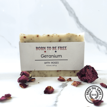 clean natural Geranium & Rose Tallow Soap Bar for sensitive skin types