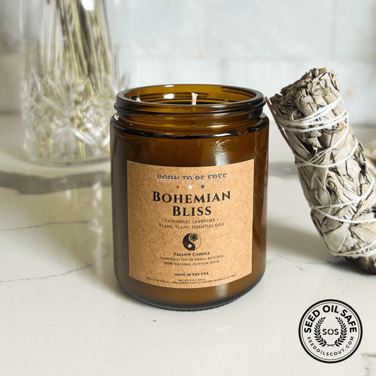 natural bohemian candle with floral and woody scent Bohemian Bliss Tallow Candle