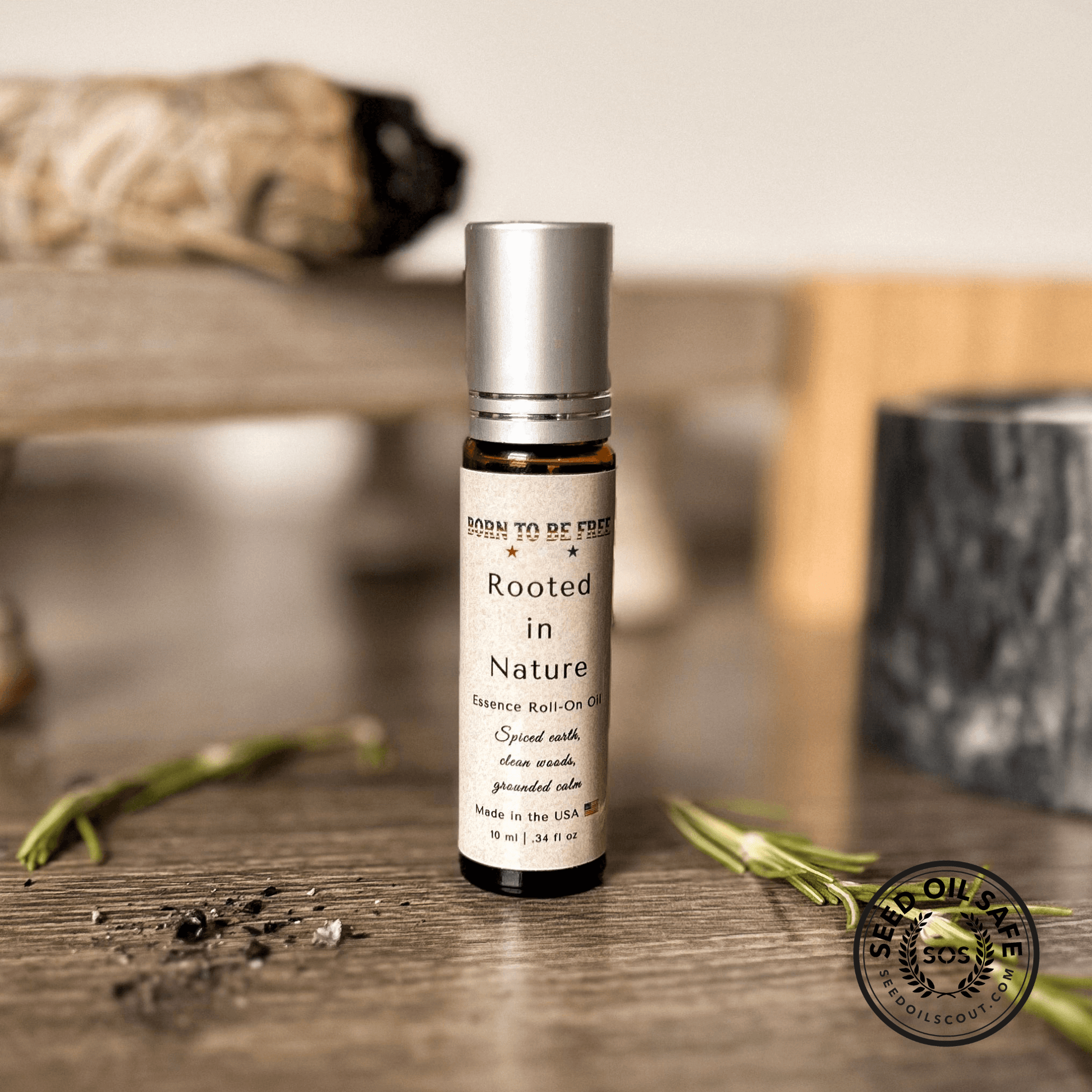 natural perfume made with cedarwood and patchouli Rooted in Nature Essence Roll-On Oil