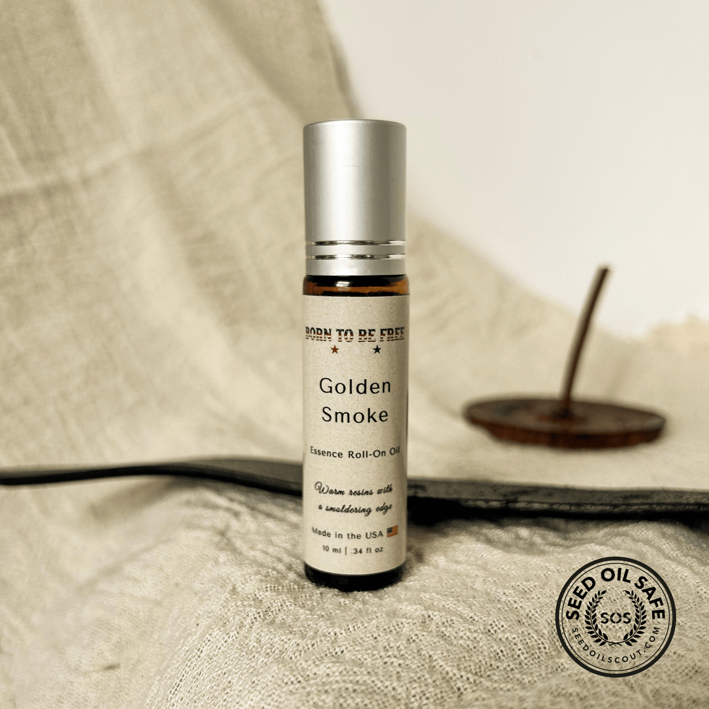 smoky warm roll on perfume with clean natural oils Golden Smoke Essence Roll-On Oil