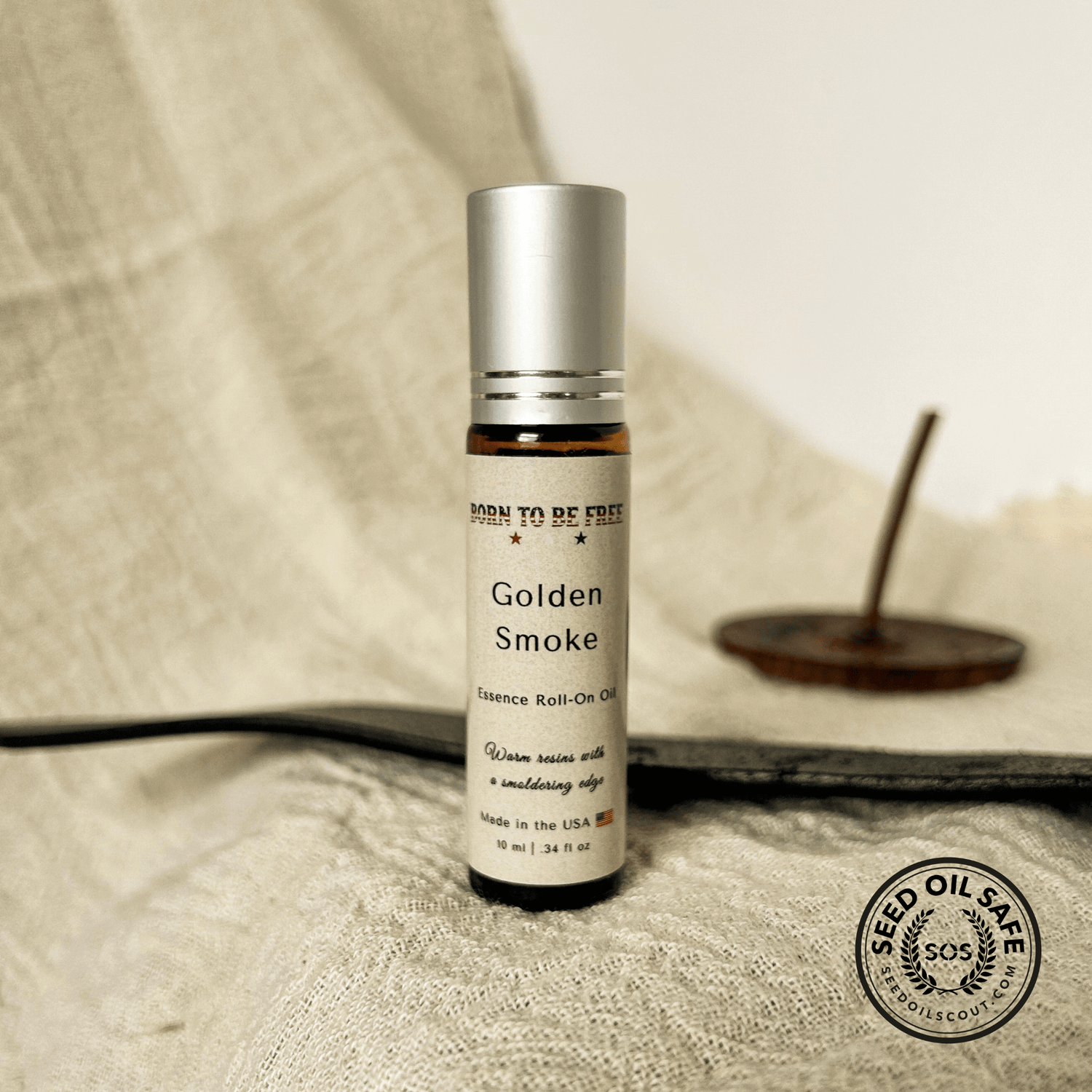 smoky warm roll on perfume with clean natural oils Golden Smoke Essence Roll-On Oil