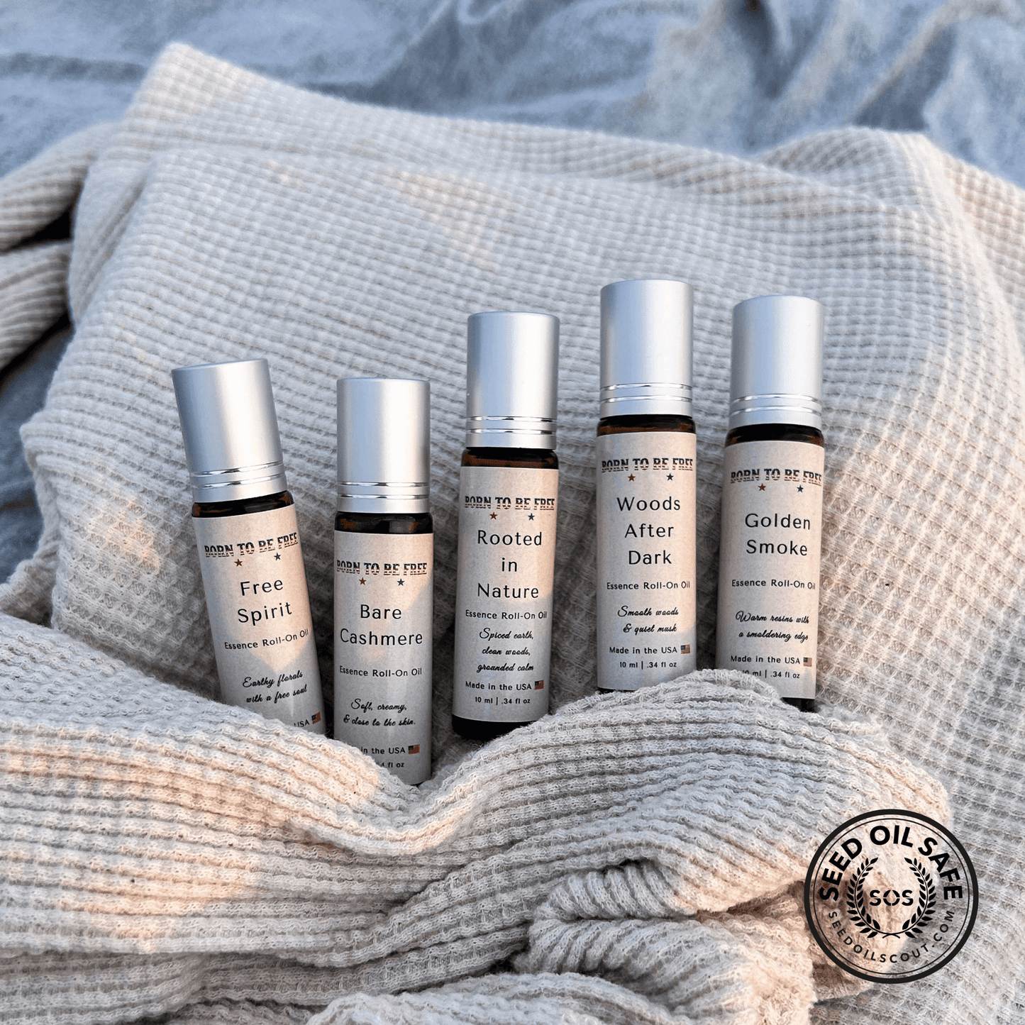 natural fragrance oil collection for men and women by Born To Be Free Essence Roll-On Collection