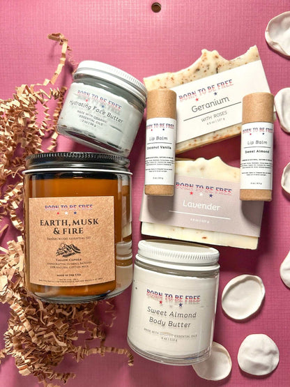 Valentines Day Sweetheart Box-Large featuring skincare essentials like body butter and lip balm.