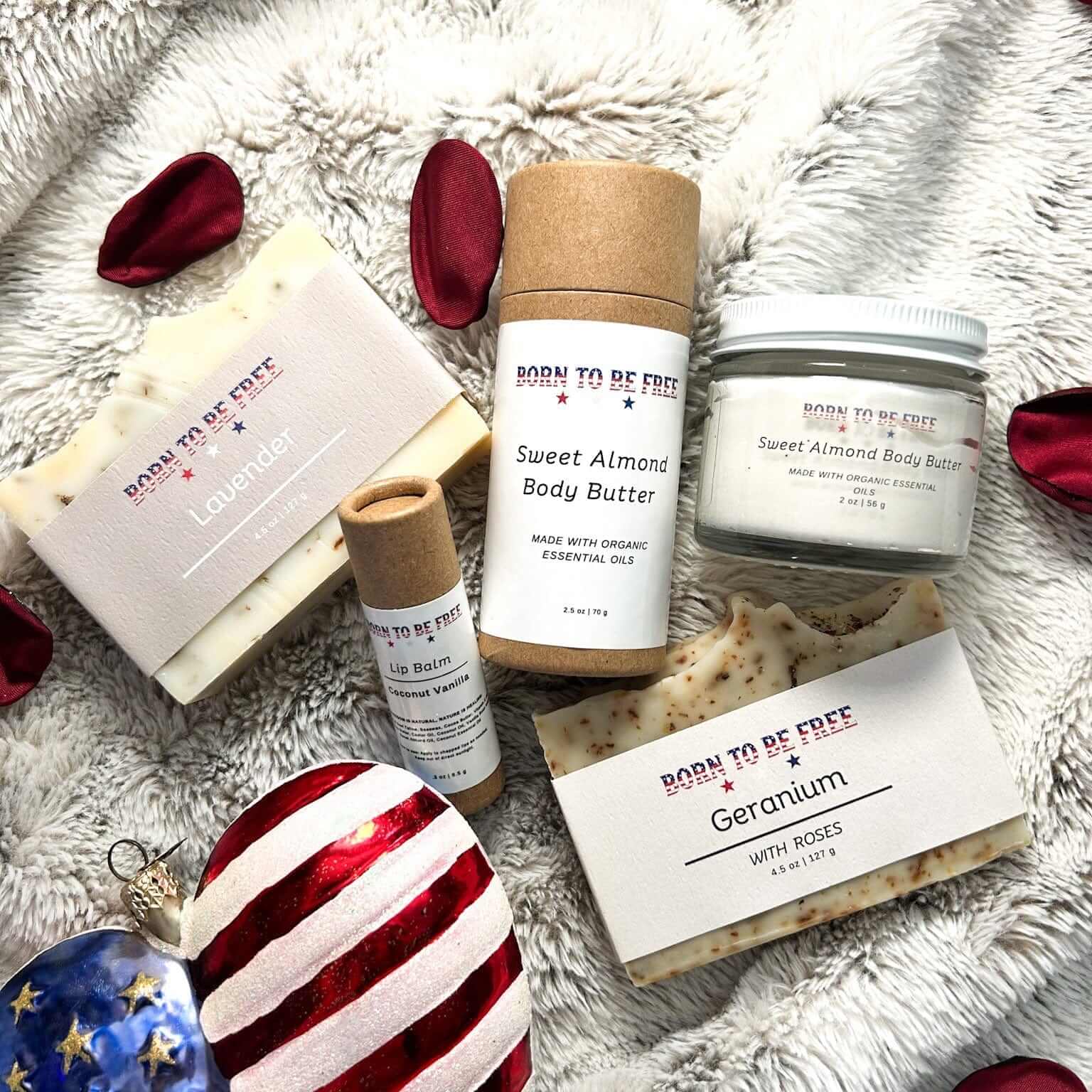 Valentines Day Sweetheart Box-Small featuring luxurious skincare essentials like body butter and lip balm.