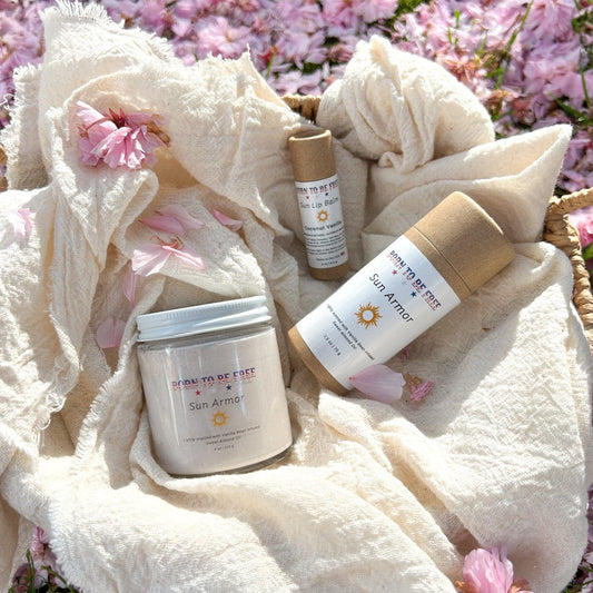 natural discounted sun care bundle with lotion stick and lip balm