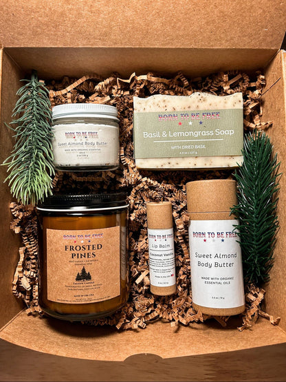 Frosted Glow Set Holiday Gift Bundle with natural tallow skincare and candle for radiant winter skin