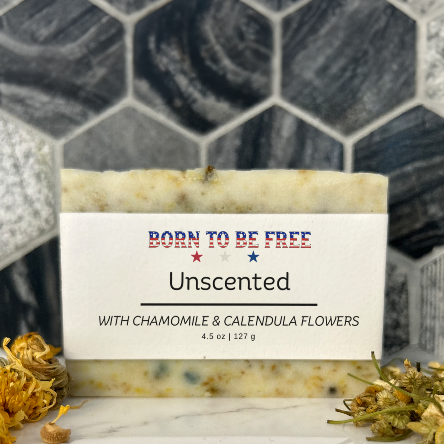 Dried Chamomile & Calendula Unscented Tallow Soap Bar