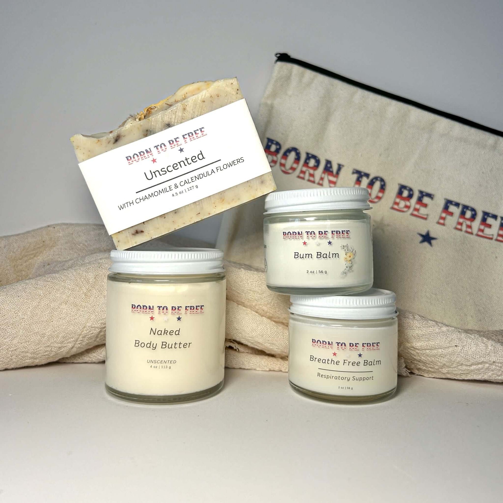 Baby Essentials Bundle- Non Toxic Baby Care including Naked Body Butter, Bum Balm, and Breathe Free Balm.