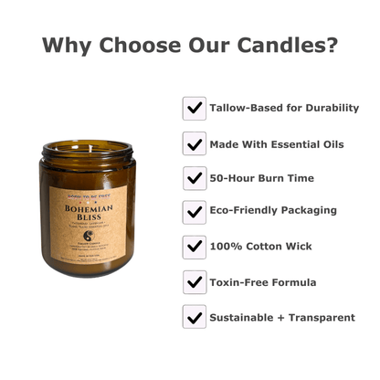 natural aromatherapy candle with clean fragrance Bohemian Bliss Tallow Candle
