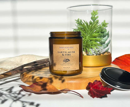 earthy musk candle with warm amber and smoke aroma Earth Musk & Fire Tallow Candle