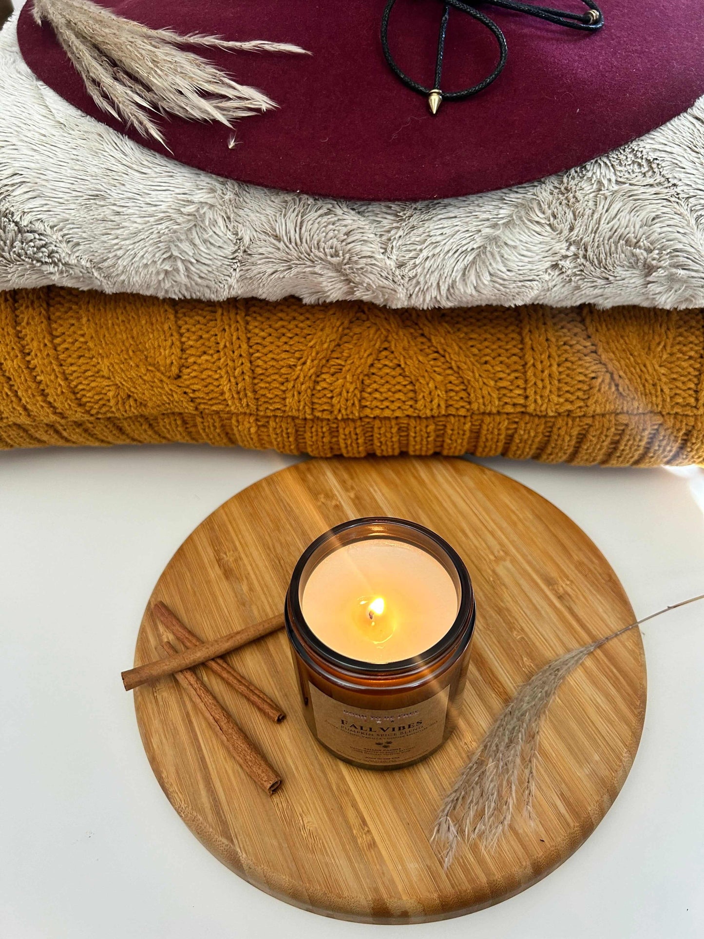 pumpkin spice inspired natural Fall Vibes- Pumpkin Spice Blend Tallow Candle for clean living