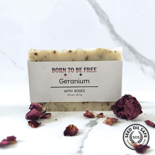 clean natural Geranium & Rose Tallow Soap Bar for sensitive skin types