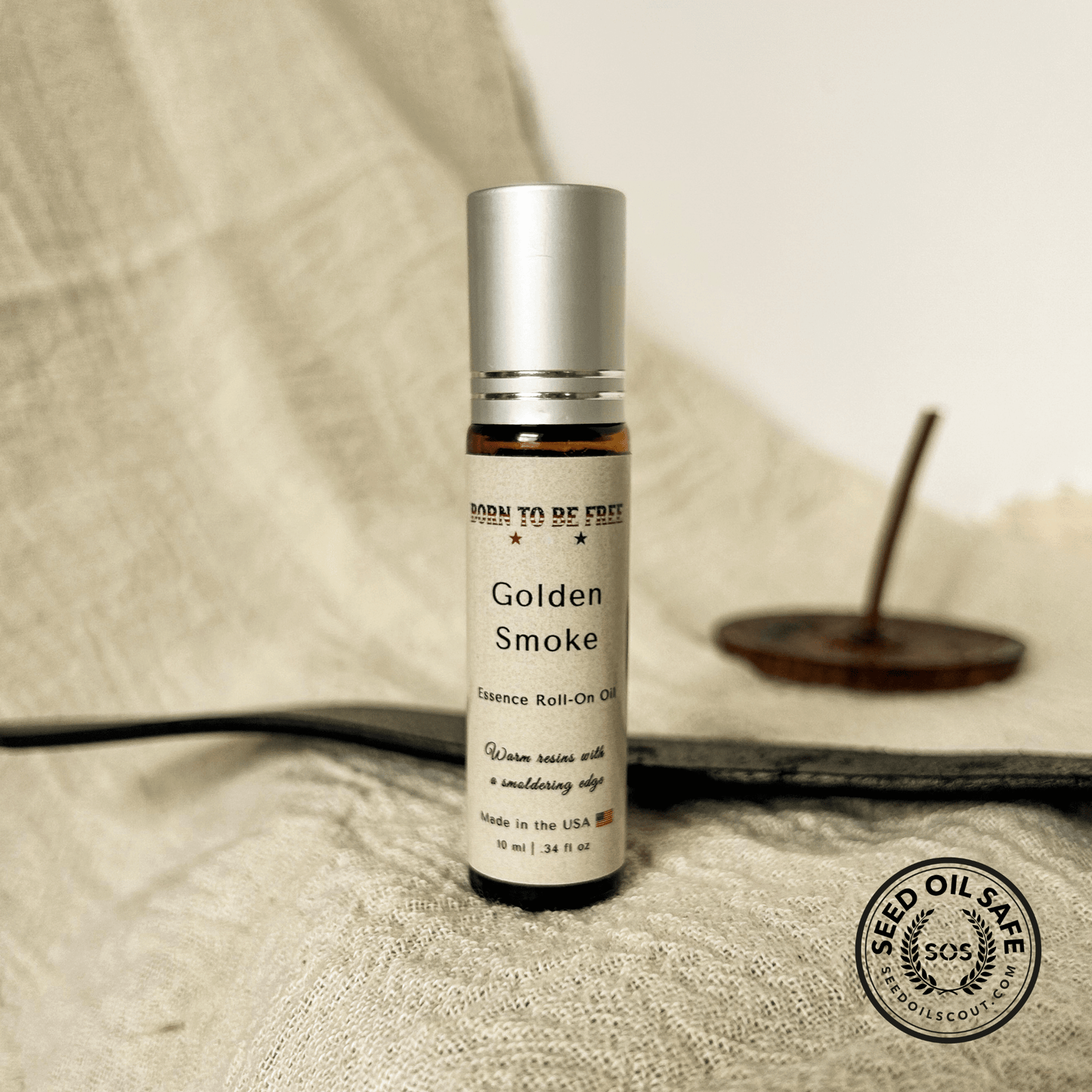 smoky warm roll on perfume with clean natural oils Golden Smoke Essence Roll-On Oil