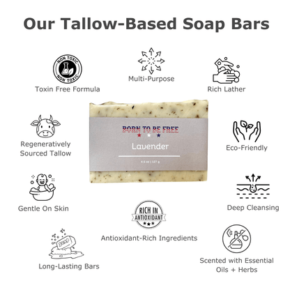 clean Lavender Tallow Soap Bar free from chemicals and seed oils