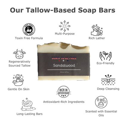 hydrating body soap with warm sandalwood aroma Sandalwood Tallow Soap Bar
