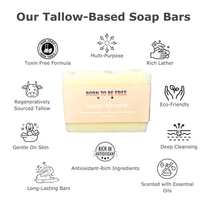 nourishing Sweet Almond Tallow Soap Bar for smooth healthy skin