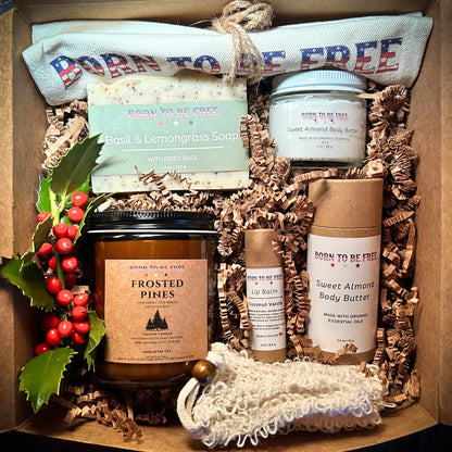 Frosted Glow Set - Holiday Gift Bundle with natural tallow skincare and candle for radiant winter skin