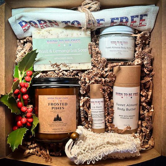 Frosted Glow Set - Holiday Gift Bundle with natural tallow skincare and candle for radiant winter skin