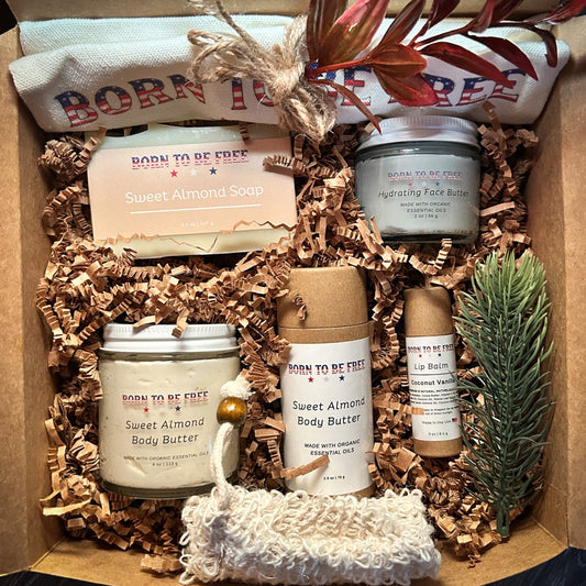 Stars & Stripes Collection of American-made tallow skin care and candles for festive gifting and winter traditions